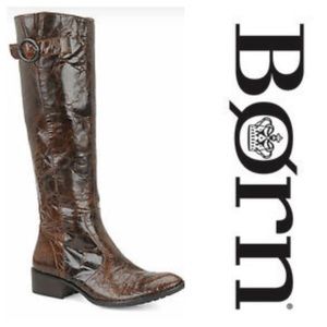Born Roxie Crinkle Leather Knee High Riding Boots